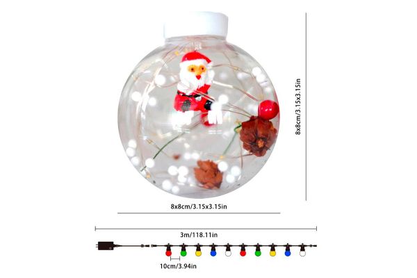 Ламповая гирлянда занавес «Санта Клаус в шаре»